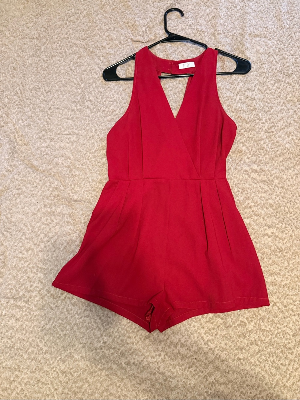 Tobi Red V-Neck Sleeveless Romper